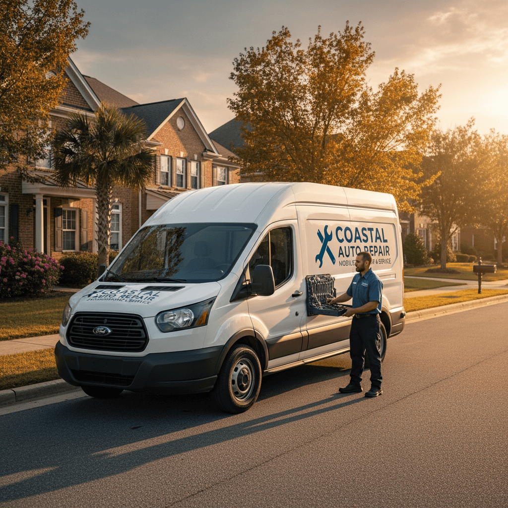 Mechanic Mobile & Auto Repair service vehicle in neighborhood